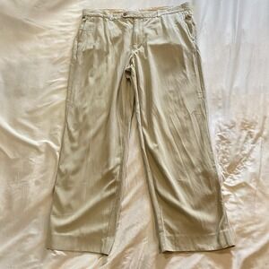 Tommy Bahama Flat Front Chino Pants Mens 38X30 Beige Preppy Silk Cotton‎ Casual